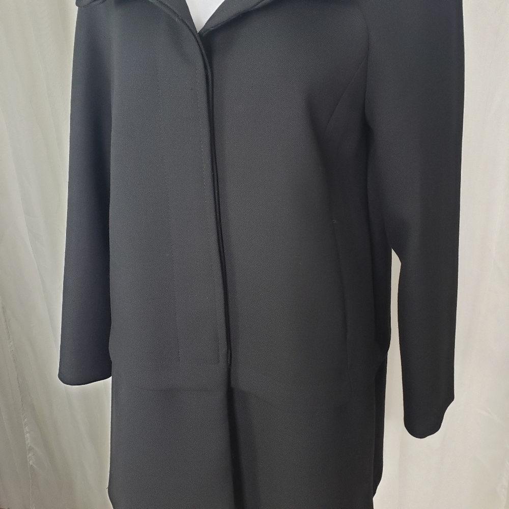 Zara Basic Black Wool Blend Coat Jacket Size Xl - image 3